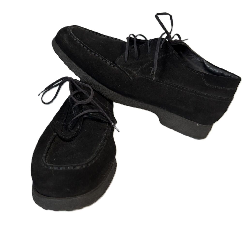 JP Tod's Men Suede Lace Up Casual Shoes Black Luxury Brand Made In Italy Size 40